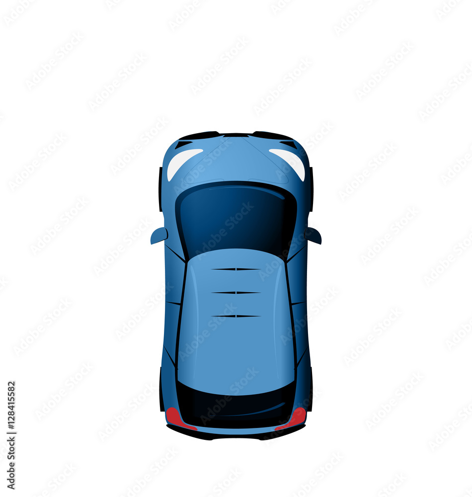 Fototapeta premium Car view from above, Vehicle Isolated on White Background