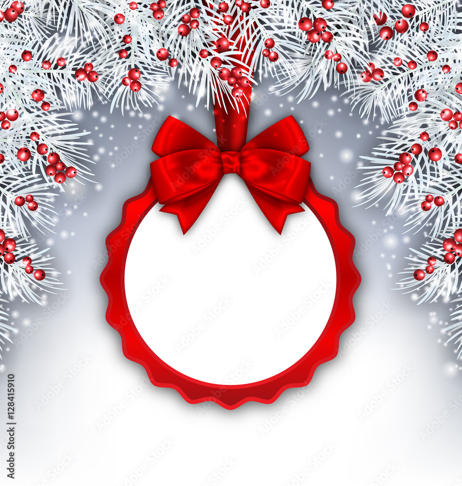 Christmas Banner with Silver Fir Twigs and Card Christmas Banner with Silver Fir Twigs and Card