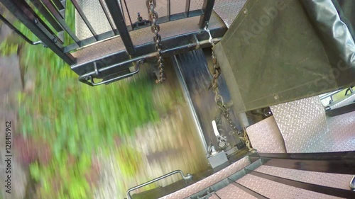 White Pass and Yukon Route Railroad Looking Down Onto Tracks Between Cars as the Train Moves  Up The Mountain