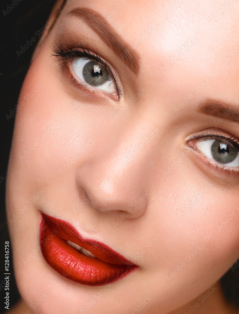 Close up portrait of beautiful young woman face Close up portrait of beautiful young woman face