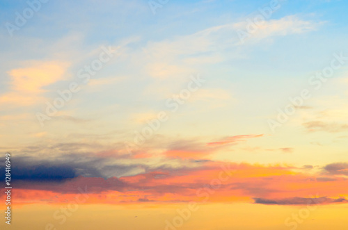 A landscape of sunset sky with clouds