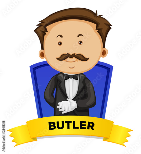 Label design with male butler