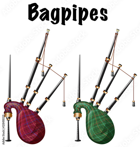 Photo Two bagpipes on white background