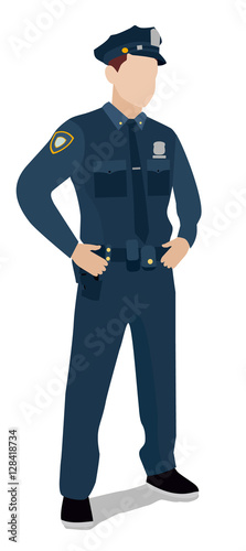 Fotografia Police officer on a white background. Flat illustration