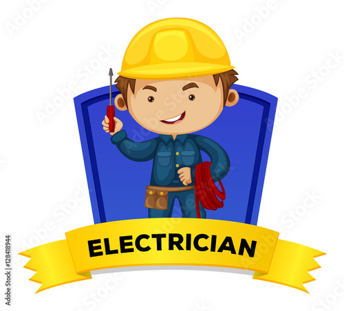 Occupation wordcard with word electrician