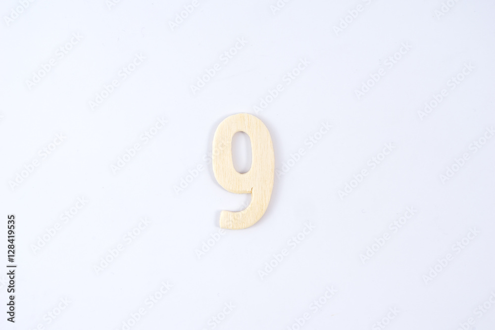 Wooden number from 1 through 9 Wooden number from 1 through 9