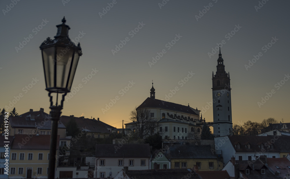 Litomerice town palaces in sunset time