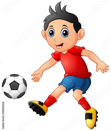 Cartoon boy playing football
