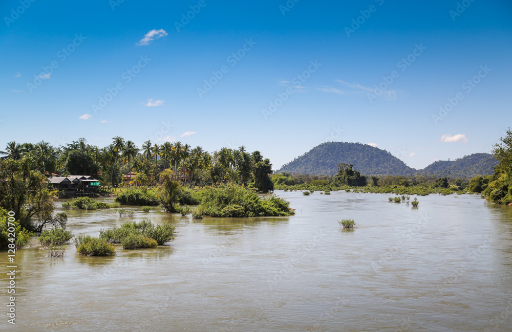 Natural scene at Mekong River in Pakse, Champasak, Laos.