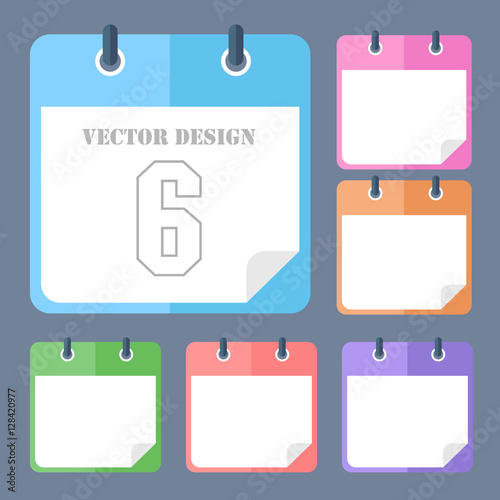 Set of color paper note  isolate on drak background ,flat note p