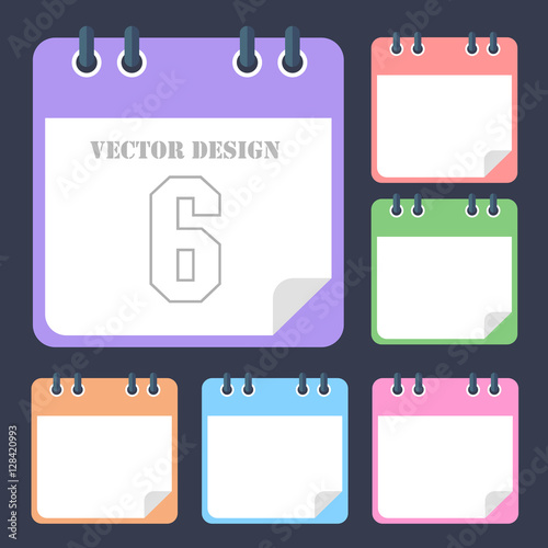 Set of color paper note  isolate on drak background ,flat note p