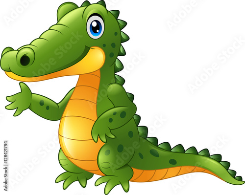 Cartoon crocodile presenting