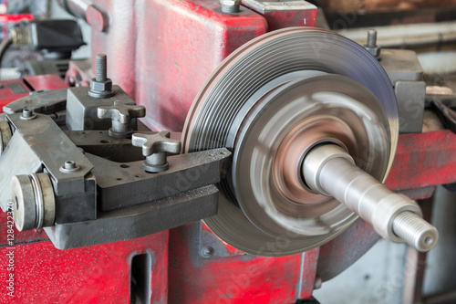disk brake machine working to rebuild surface