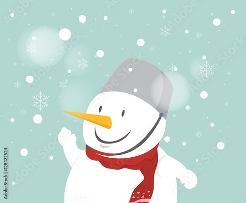 Merry christmas greeting card snowman.