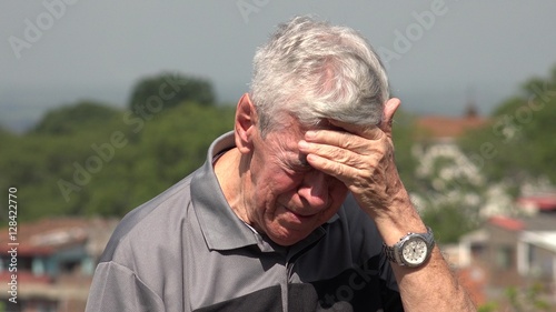 Sad And Tearful Old Man Or Senior