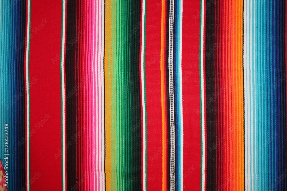 Mexican poncho cinco de mayo serape background Mexico rug blanket serape fiesta with stripes blanket pattern Mexican copy space stock photo, stock cinco de mayo photograph - obrazy, fototapety, plakaty 
