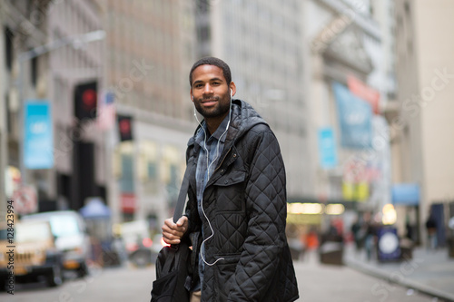 Portrait of attractive young African American man in the city