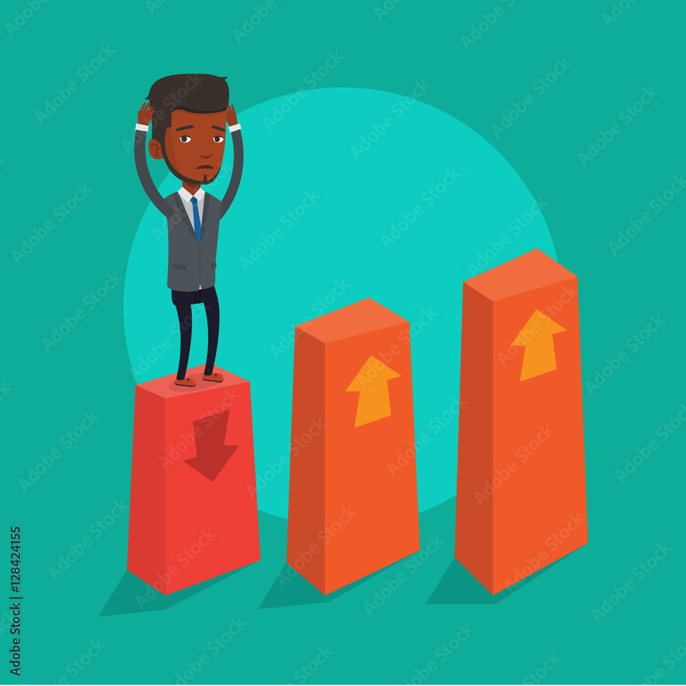 Bankrupt on chart going down vector illustration. Bankrupt on chart going down vector illustration.