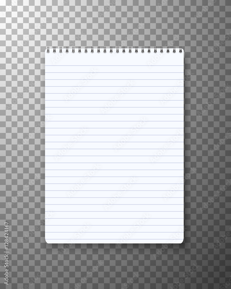 Realistic Vector Notepad Office Equipment. Paper Notepad Isolated on Transparent PS Style Background Realistic Vector Notepad Office Equipment. Paper Notepad Isolated on Transparent PS Style Background