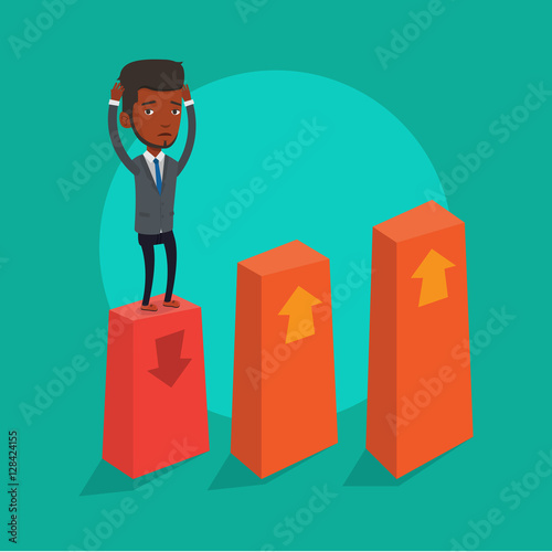 Bankrupt on chart going down vector illustration.