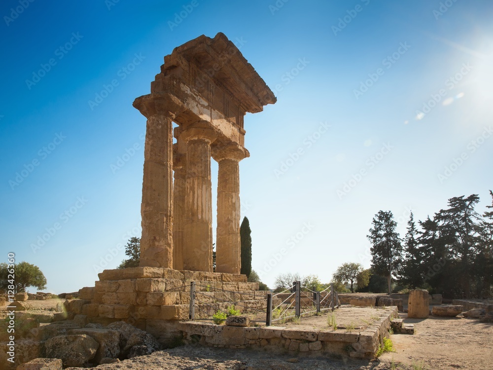 Temple of Dioscuri (Castor and Pollux). UNESCO World Heritage Site. Valley of the Temples. Agrigento, Sicily, ItalyAgrigento, Sicily, Italy