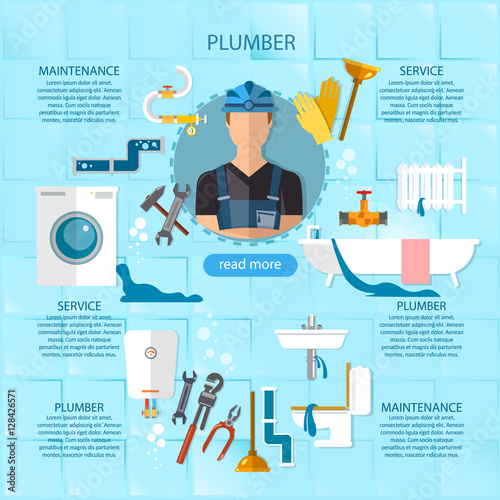 Professional plumber infographic plumbing service