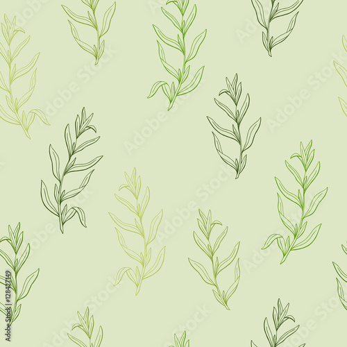 Tarragon herb graphic green sketch seamless pattern illustration vector