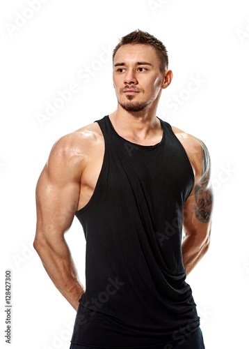 bodybuilder man shows muscles