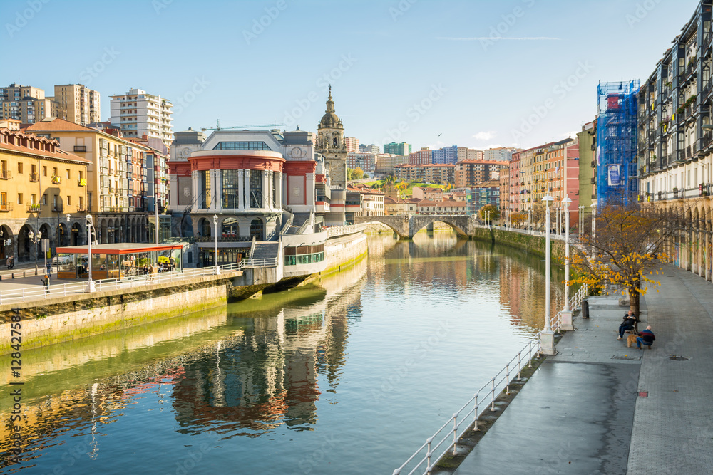 downtown bilbao on sunny day, spain
