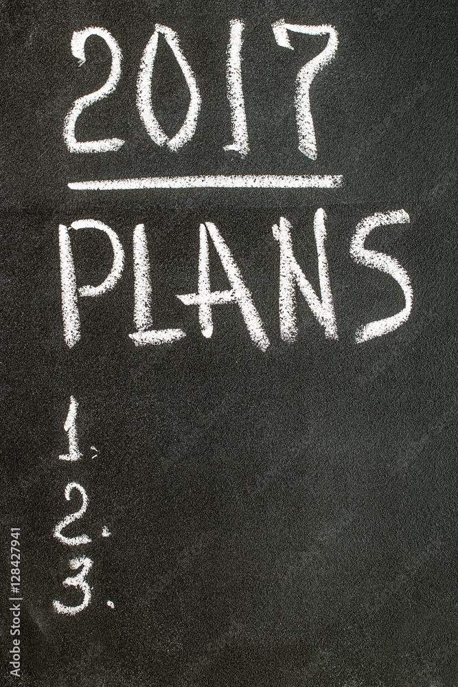 Fototapeta premium Plan 2017 handwritten with white chalk on a blackboard 