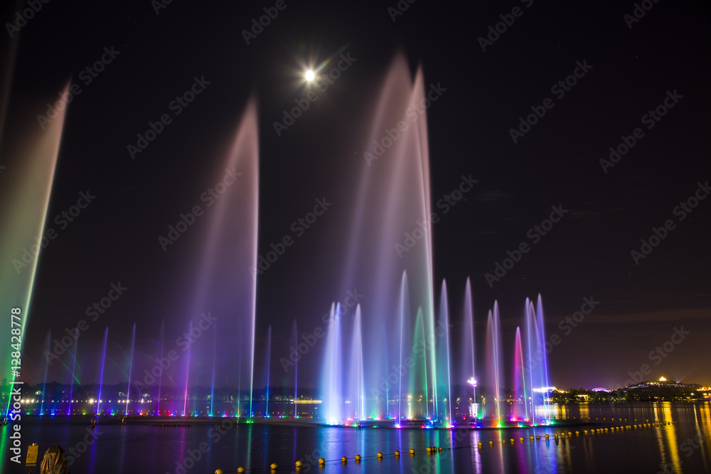 Music fountain at night