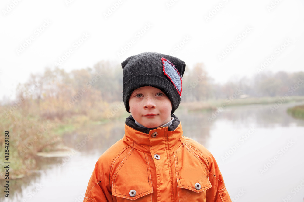 Happy boy in autumn. Happy boy in autumn.