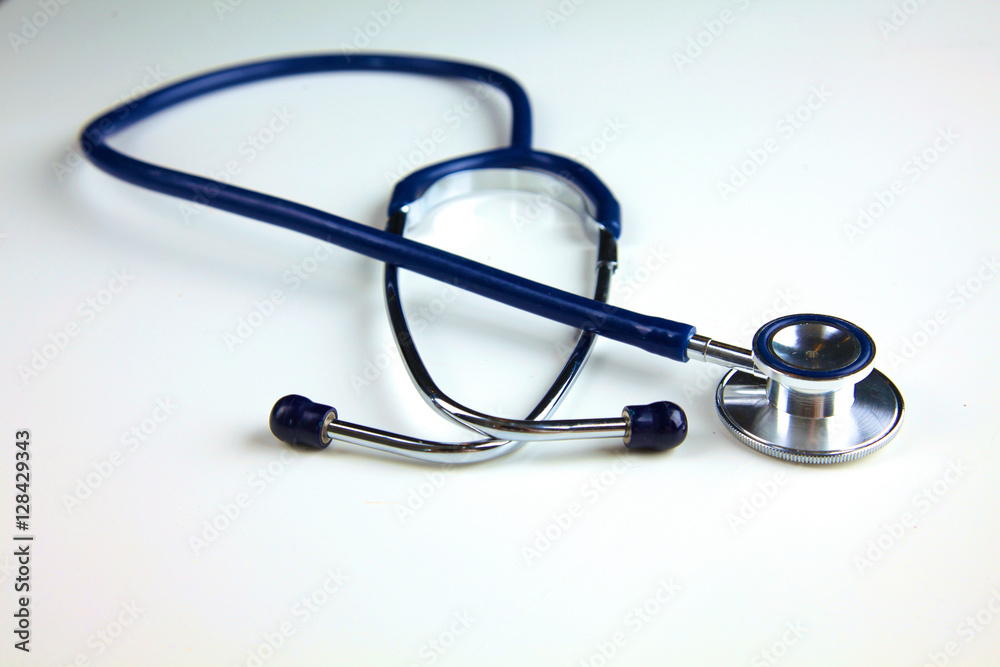 close up medical stethoscope on a white background close up medical stethoscope on a white background
