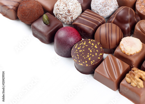 Fotografie Assortment of chocolate candies and pralines