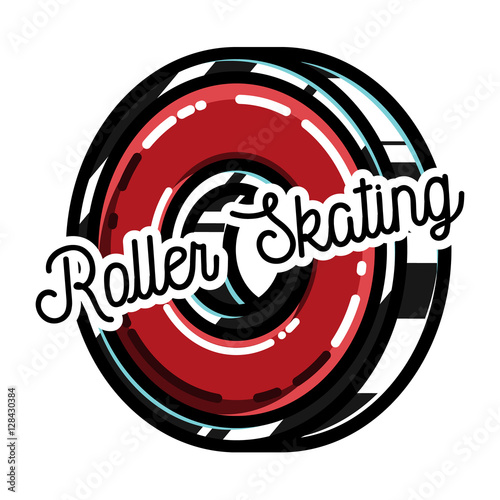 Color vintage roller Skates emblem