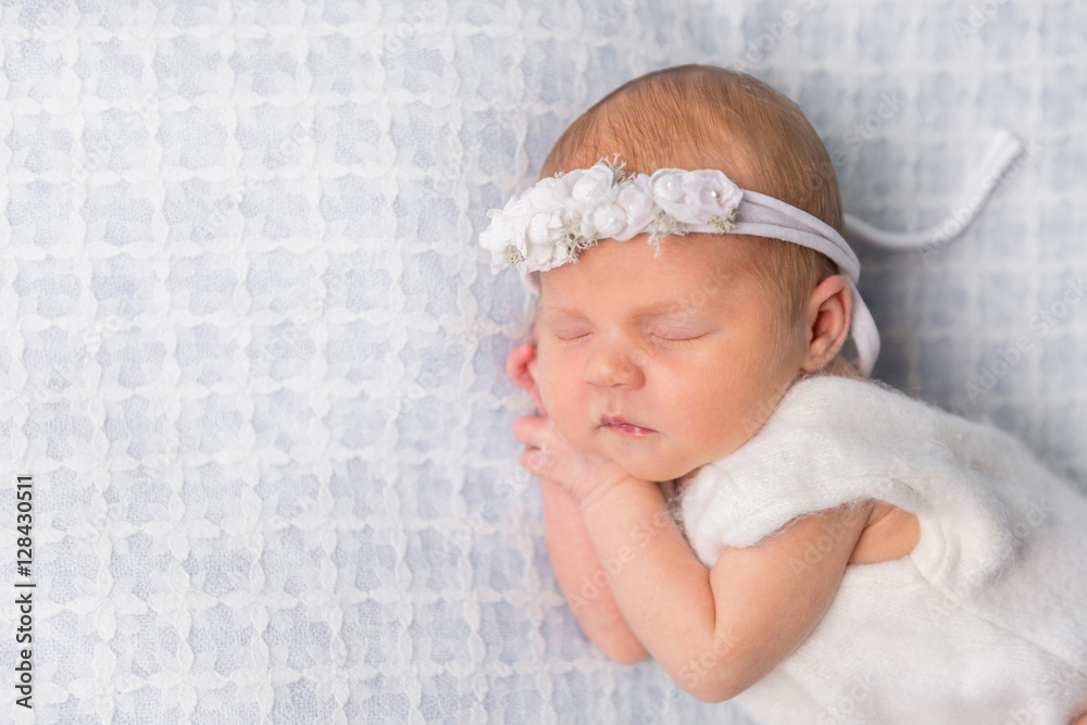 sweet newborn girl sleeping on her hands sweet newborn girl sleeping on her hands