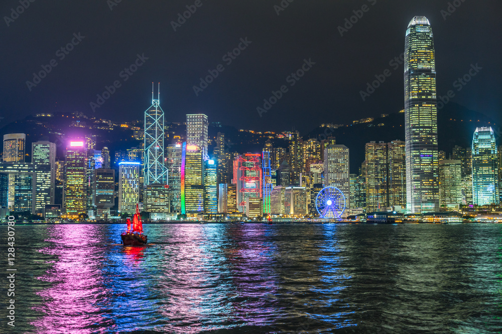 Fototapeta premium Hong Kong victoria panorama at night,china.