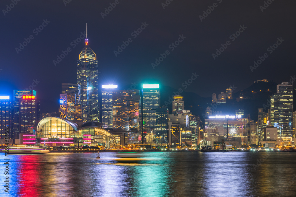 Hong Kong victoria panorama at night,china.