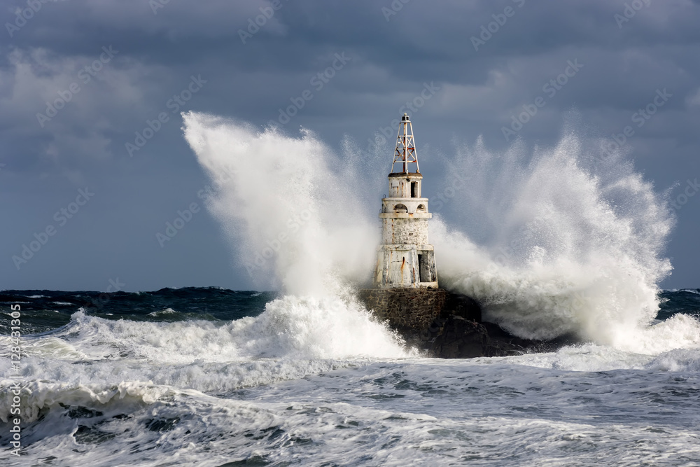 Lighthouse in the port of Ahtopol, Black Sea, Bulgaria