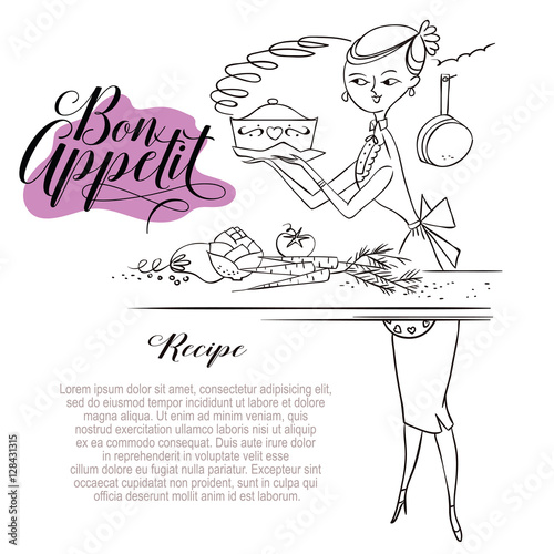 Woman in kitchen. Cooking.