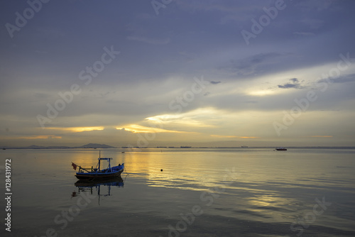 Landscape with sunset at the seashore and beautiful sky  Bangpha  Thailand