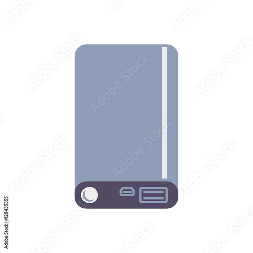 Isolated powerbank on white background. Gadget for recharging other devices.