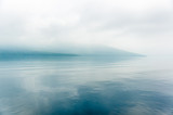 foggy blue lake
