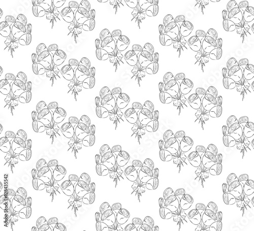 Seamless black and white pattern of roses