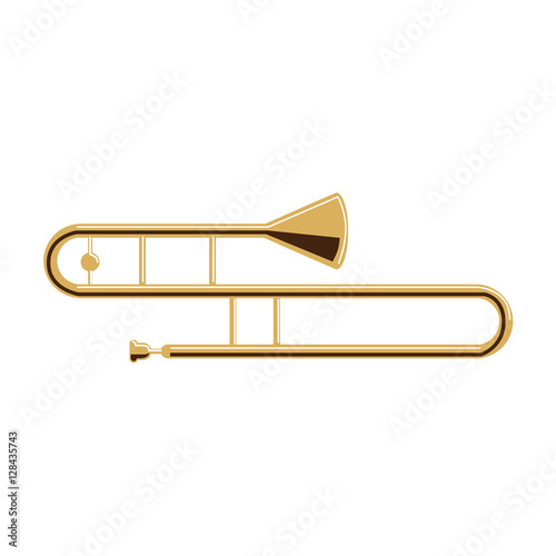Isolated trombone on white background. Musical instrument. Element of orchestra.