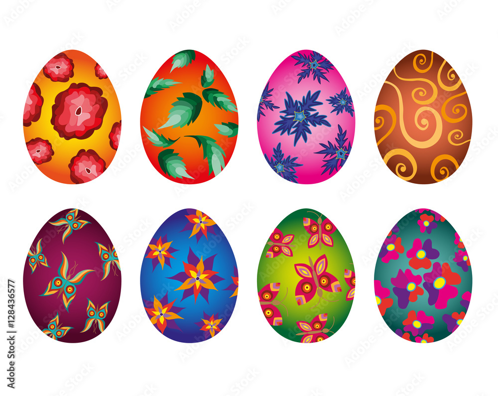 Easter eggs icons flat style.