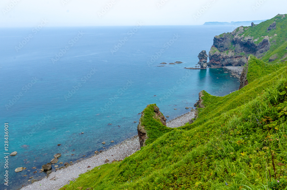 Fototapeta premium Japan, summer, cape of Hokkaido, North blue sea 