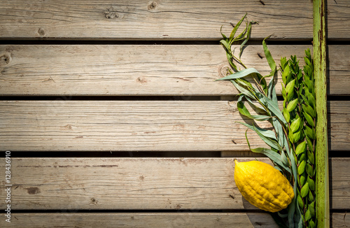 Four species, symbols of Jewish holiday Sukkot photo