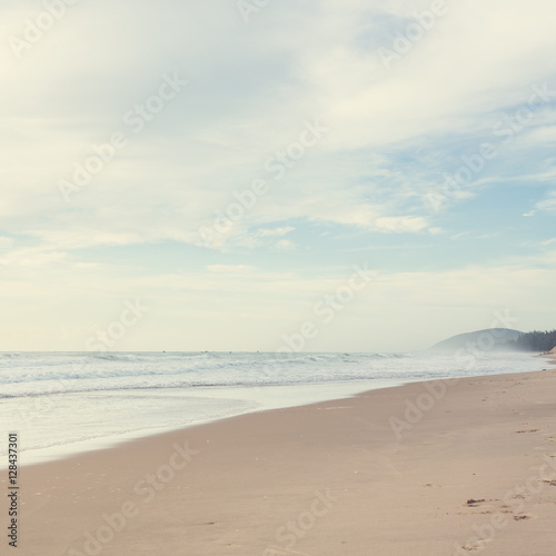 beautiful landscape summer sea with sand beach and clear sky © sutichak