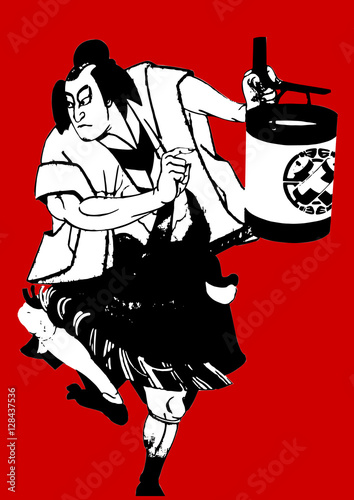 Japanese Kabuki actor / ukiyoe illustration [vector]